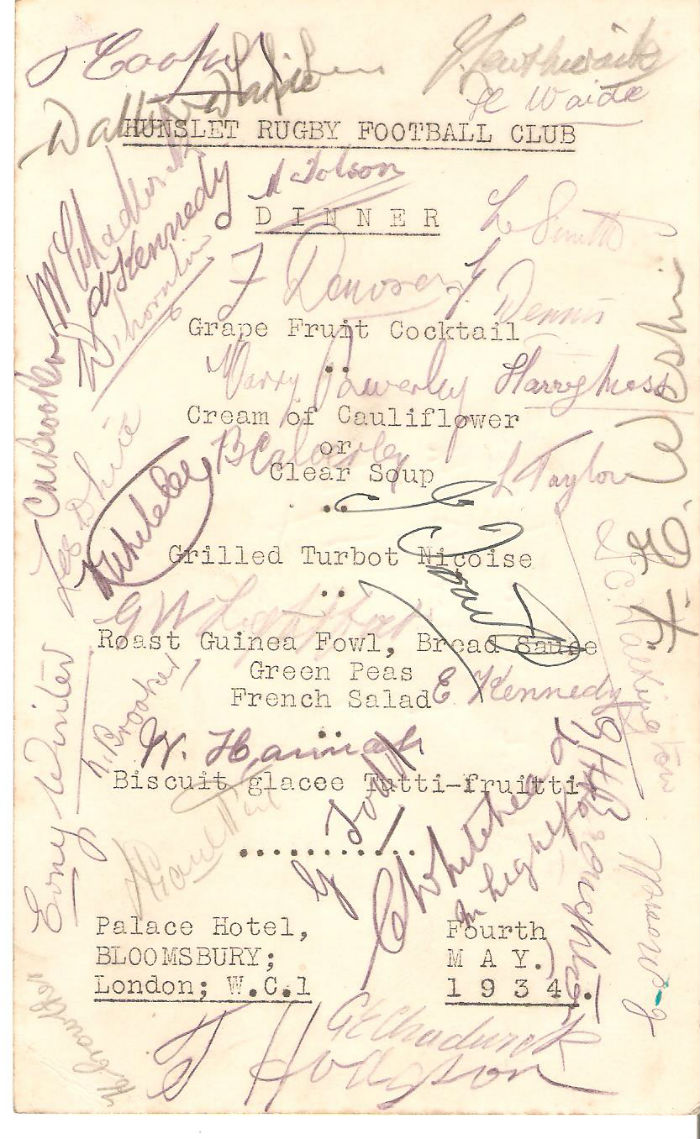 Dinner Card 1934